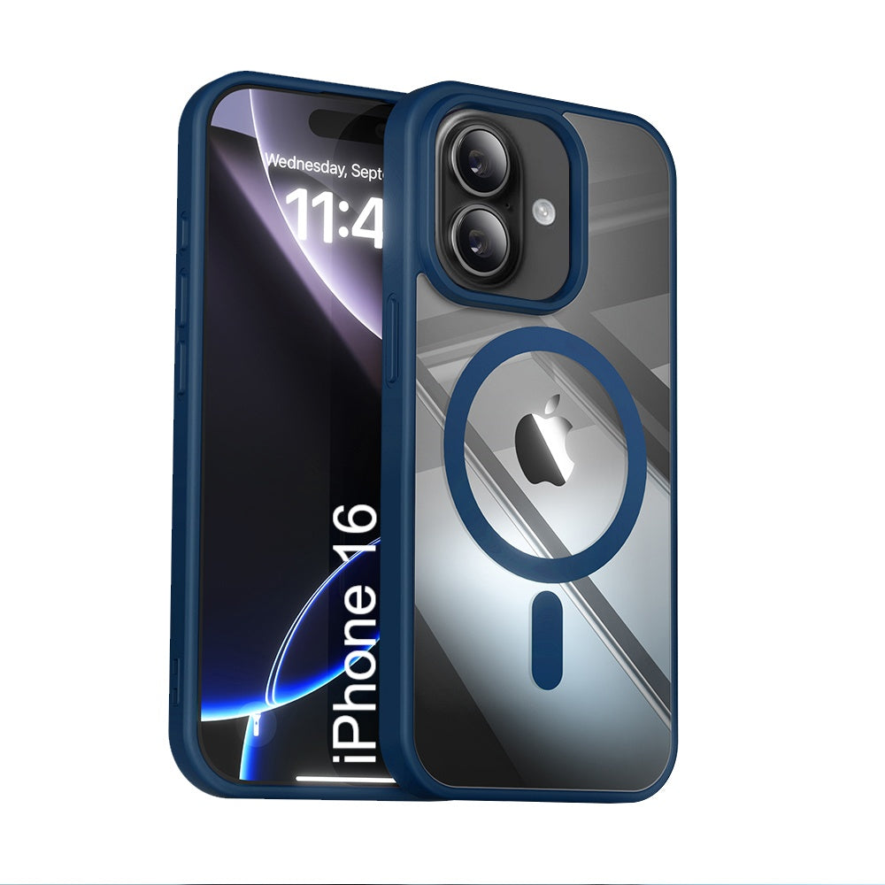 LuxuryKase Mag-Safe Compatible Transparent Back Case with Shockproof Bumper | Raised Camera Protection | Slim Fit Design | Wireless Charging Support For iPhone & Samsung Series