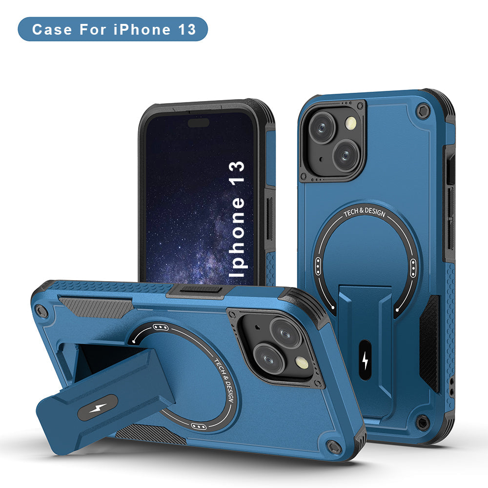 US LITE Back Cover with Portable Kickstand | Mag-Safe Compatible Magnetic Case | Shockproof Military Grade Protection | Rugged Armor Design Phone Cover For iPhone & Samsung Series