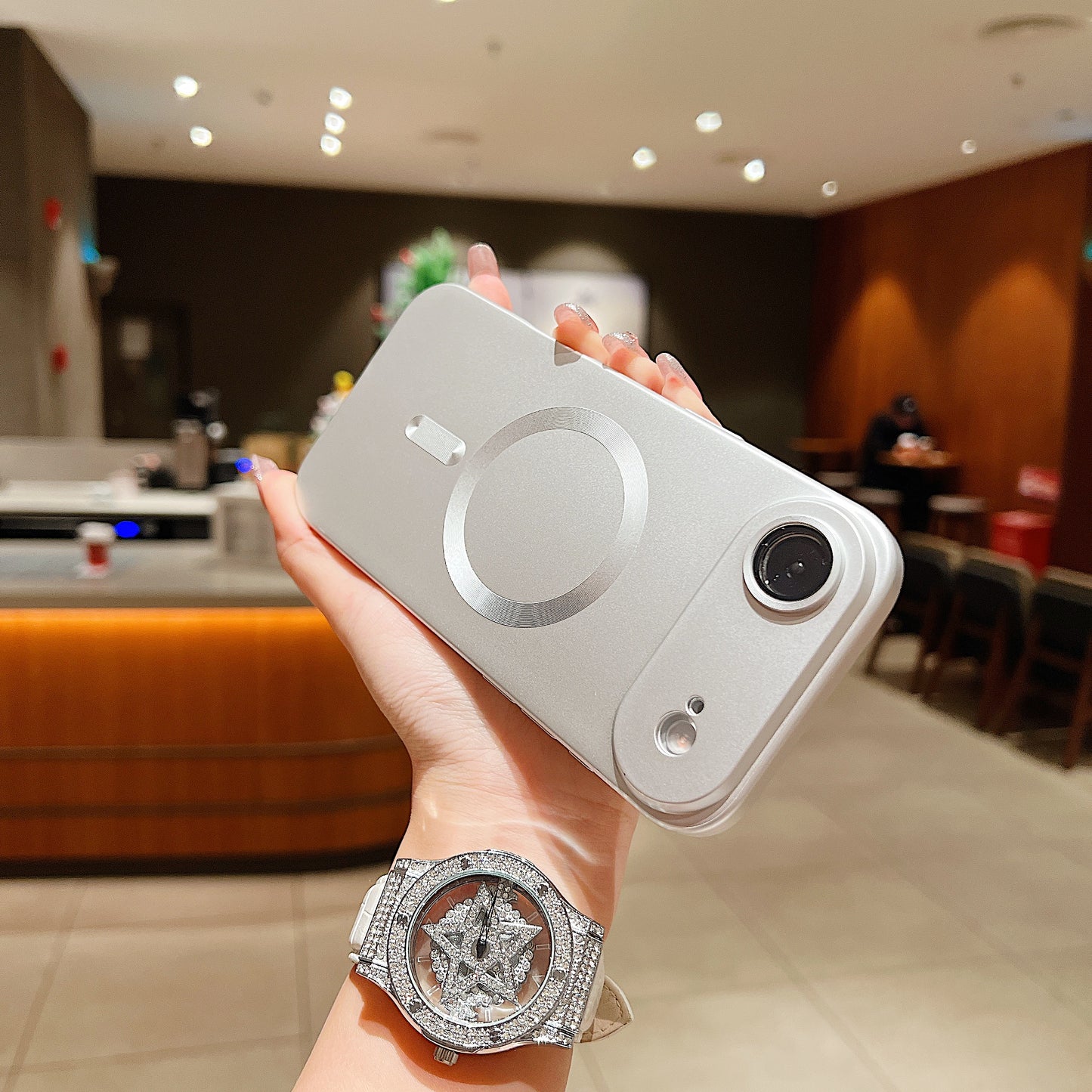 LuxuryKase LK022 Compatible Mag-Safe Magnetic Wireless Charging Matte Shockproof Silicone Case With Lens Protector Glass For iPhone