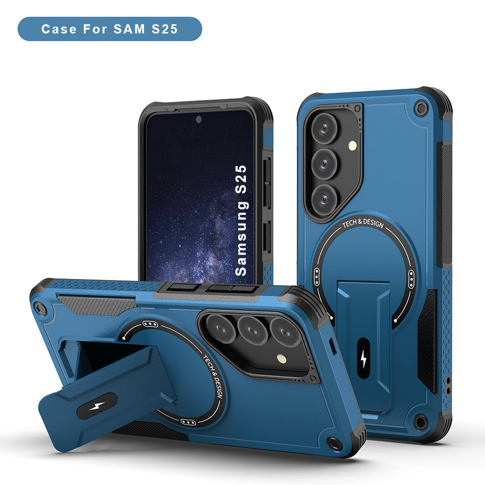US LITE Back Cover with Portable Kickstand | Mag-Safe Compatible Magnetic Case | Shockproof Military Grade Protection | Rugged Armor Design Phone Cover For iPhone & Samsung Series
