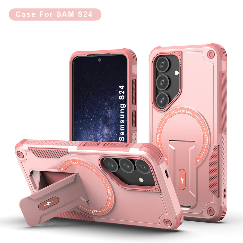 US LITE Back Cover with Portable Kickstand | Mag-Safe Compatible Magnetic Case | Shockproof Military Grade Protection | Rugged Armor Design Phone Cover For iPhone & Samsung Series