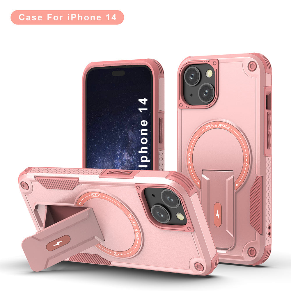 US LITE Back Cover with Portable Kickstand | Mag-Safe Compatible Magnetic Case | Shockproof Military Grade Protection | Rugged Armor Design Phone Cover For iPhone & Samsung Series