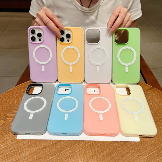 LuxuryKase Magnetic Silicone Candy Case | Mag-Safe Compatible | Slim Protective Case | Lightweight & Flexible | Wireless Charging | Soft Matte Finish For iPhone