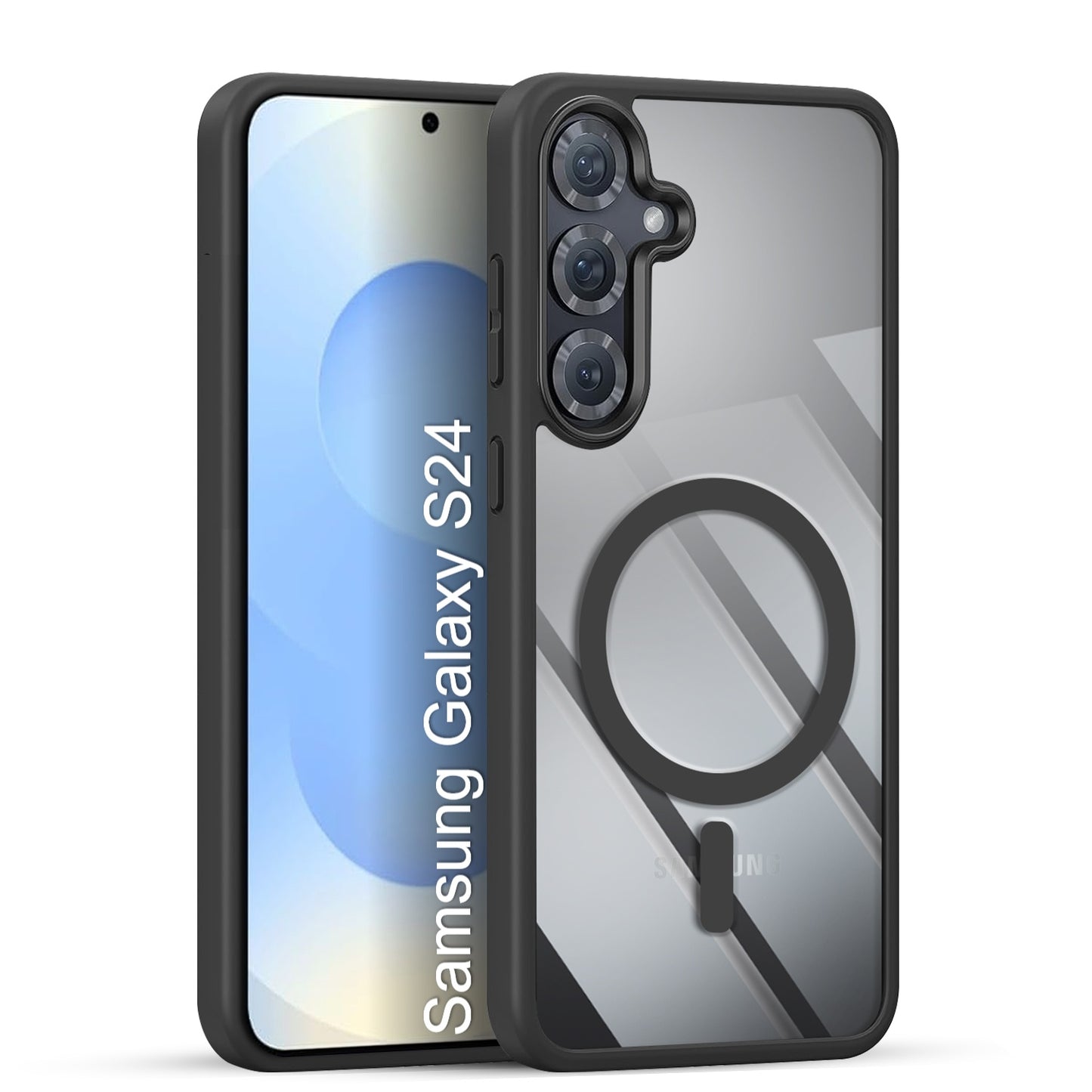 LuxuryKase Mag-Safe Compatible Transparent Back Case with Shockproof Bumper | Raised Camera Protection | Slim Fit Design | Wireless Charging Support For iPhone & Samsung Series
