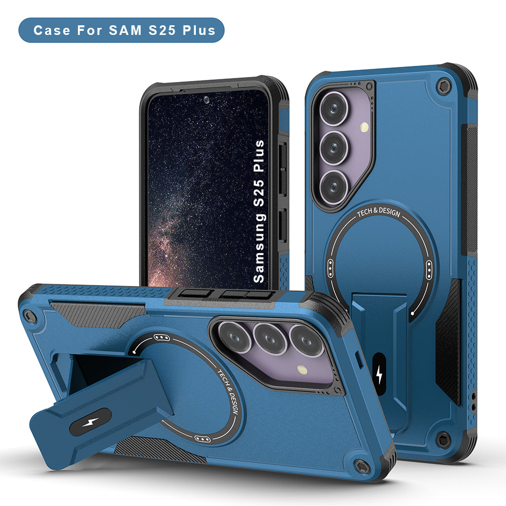 US LITE Back Cover with Portable Kickstand | Mag-Safe Compatible Magnetic Case | Shockproof Military Grade Protection | Rugged Armor Design Phone Cover For iPhone & Samsung Series