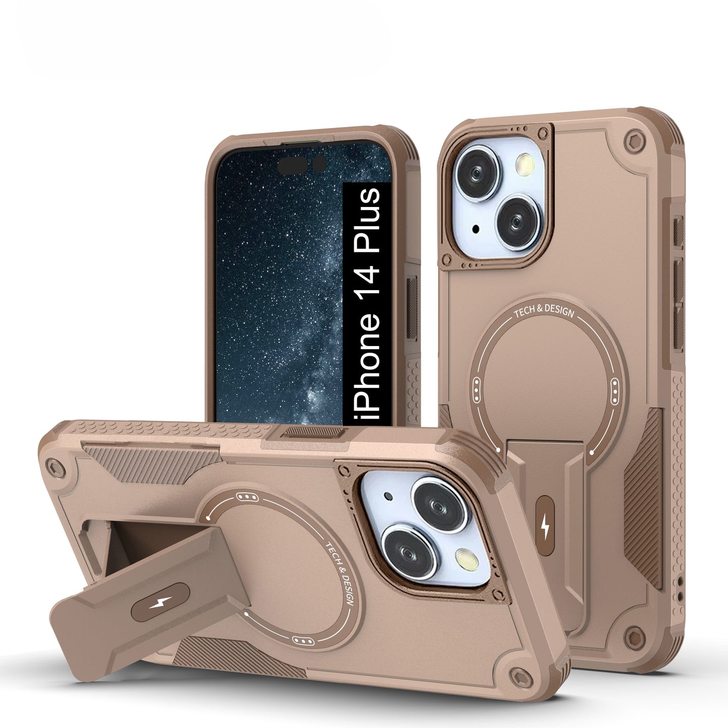 US LITE Back Cover with Portable Kickstand | Mag-Safe Compatible Magnetic Case | Shockproof Military Grade Protection | Rugged Armor Design Phone Cover For iPhone & Samsung Series