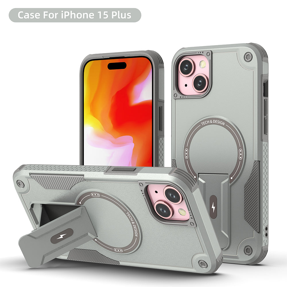 US LITE Back Cover with Portable Kickstand | Mag-Safe Compatible Magnetic Case | Shockproof Military Grade Protection | Rugged Armor Design Phone Cover For iPhone & Samsung Series