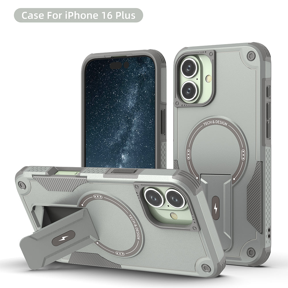US LITE Back Cover with Portable Kickstand | Mag-Safe Compatible Magnetic Case | Shockproof Military Grade Protection | Rugged Armor Design Phone Cover For iPhone & Samsung Series