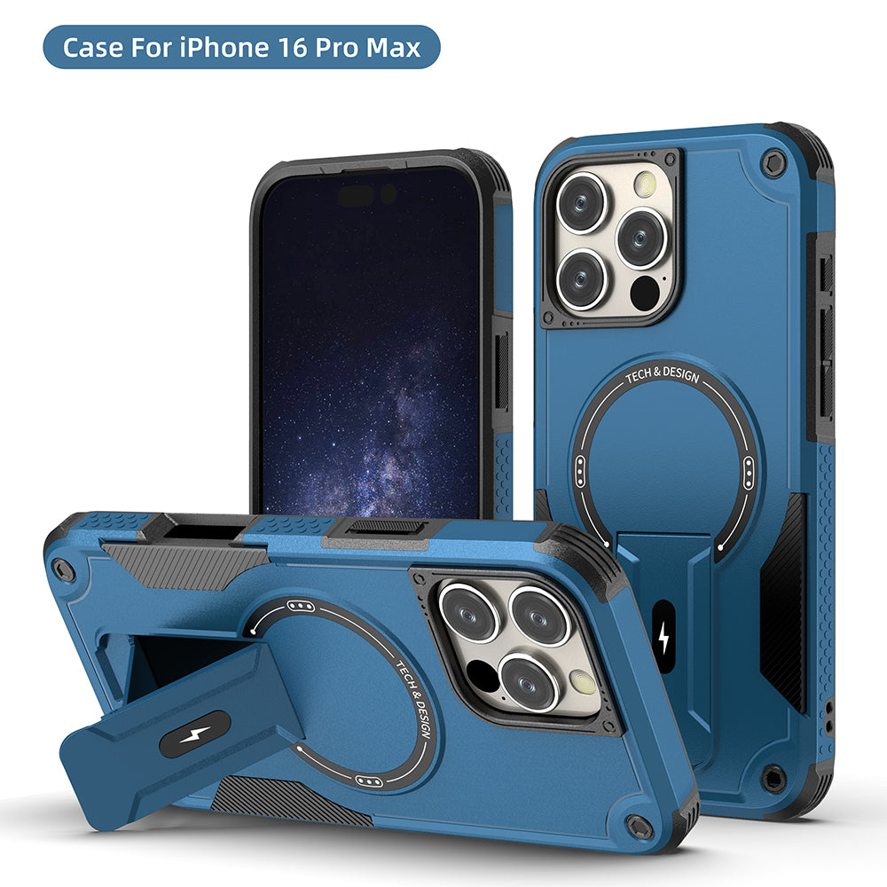 US LITE Back Cover with Portable Kickstand | Mag-Safe Compatible Magnetic Case | Shockproof Military Grade Protection | Rugged Armor Design Phone Cover For iPhone & Samsung Series