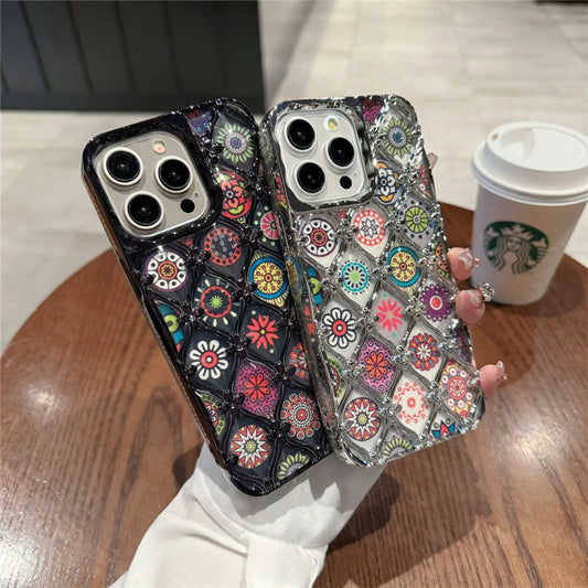 LuxuryKase LK125 Electroplated Shell Star Flower Pattern Case For iPhone