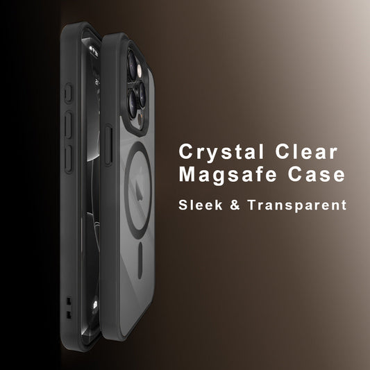 LuxuryKase Mag-Safe Compatible Transparent Back Case with Shockproof Bumper | Raised Camera Protection | Slim Fit Design | Wireless Charging Support For iPhone & Samsung Series