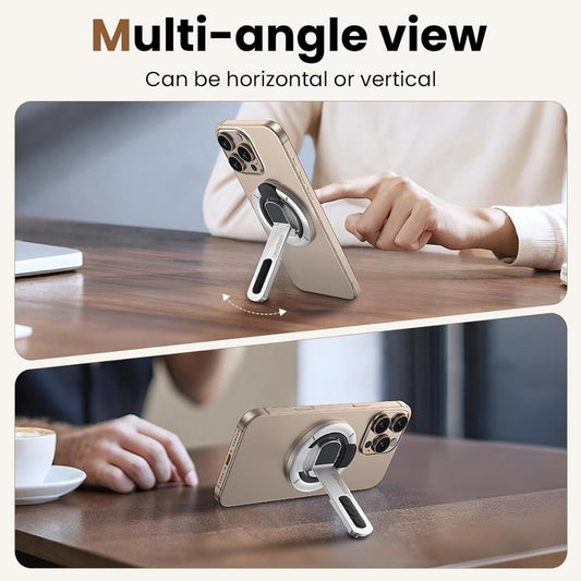 US LITE 360Β° Magnetic Mobile Stand with Fidget Button Grip | Foldable Kickstand Holder | Adjustable Viewing Angles | Dual Magnet Mount | Soft Silicone Grip Loop for All Smartphones