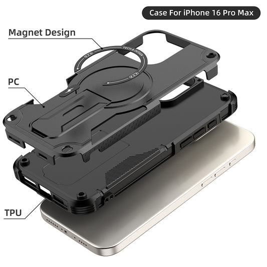 US LITE Back Cover with Portable Kickstand | Mag-Safe Compatible Magnetic Case | Shockproof Military Grade Protection | Rugged Armor Design Phone Cover For iPhone & Samsung Series