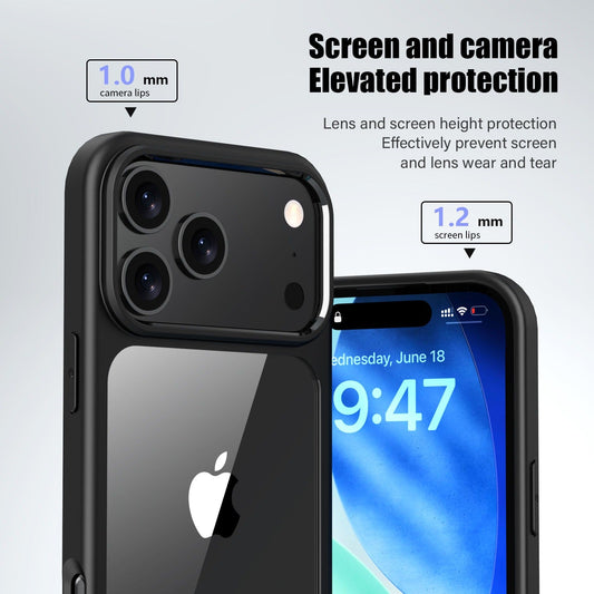 LuxuryKase Hybrid Transparent Shockproof Case | Reinforced Airbag Corners | Soft TPU Frame | Clear Hard PC Back | Anti-Yellowing | Slim Bumper Cover For iPhone