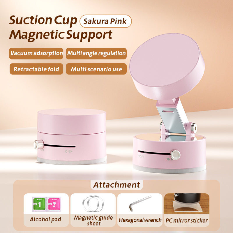 US LITE Suction Cup Magnetic Phone Stand for Desk and Car | Adjustable Multi-Angle Mount with Vacuum Adsorption | Foldable Design | Includes Accessories