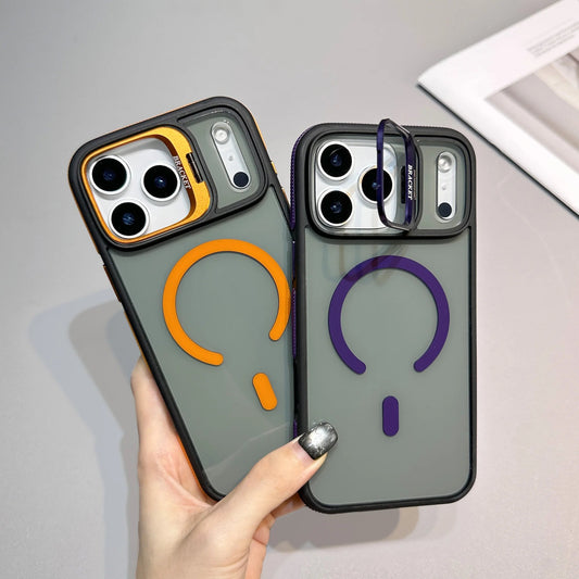 LuxuryKase Matte Magnetic Cover Transparent Magsafe Kickstand Stand Phone Case For iPhone & Samsung Series