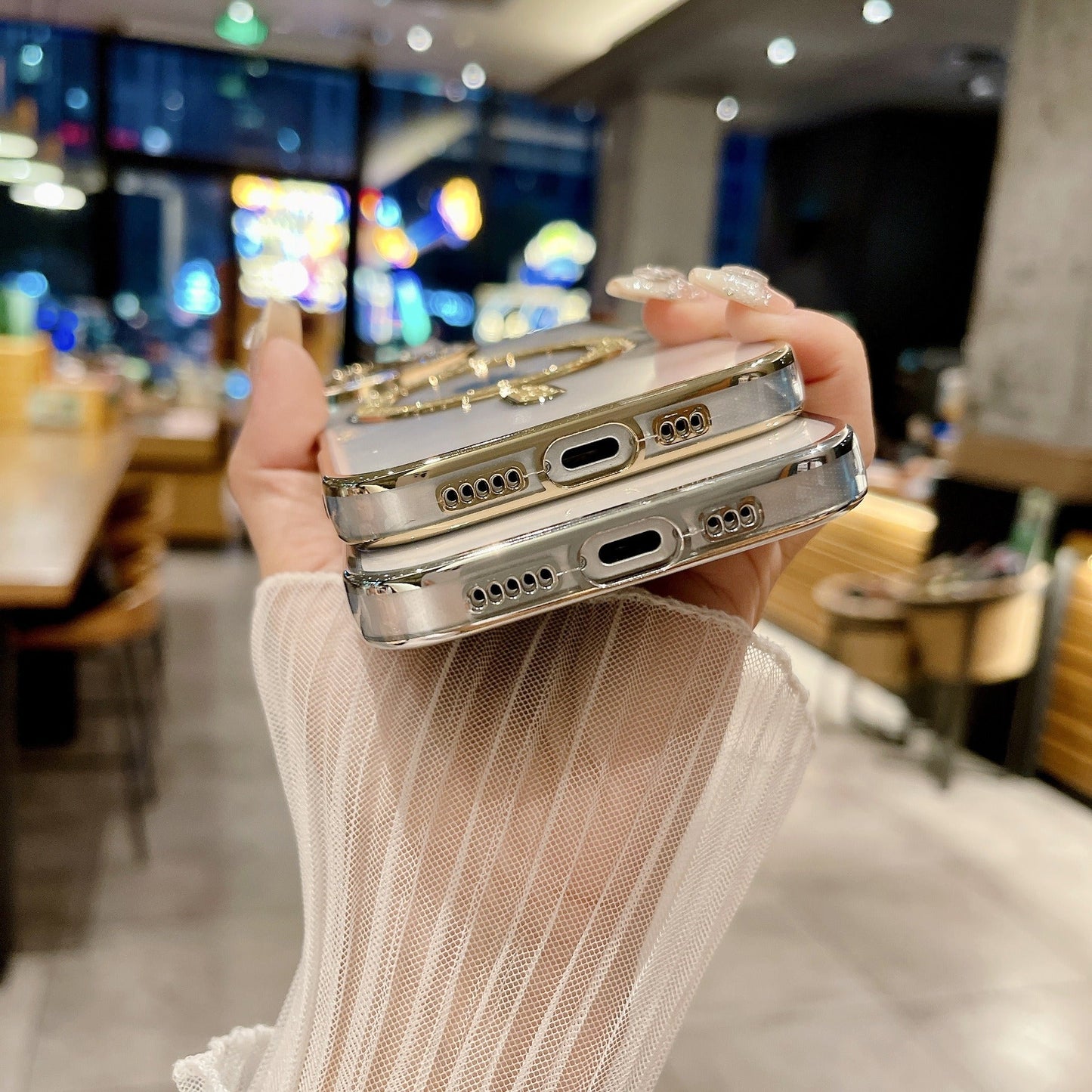 LuxuryKase Transparent Back Cover with Shimmer MagSafe Ring | Soft TPU Case | Stylish Shockproof Protective Mobile Case with Premium Finish For iPhone 15 & 16 Series