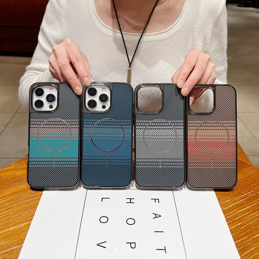 LuxuryKase Carbon Fiber Magnetic Case | Compatible with Mag-Safe | Slim Shockproof Protective Cover | Precise Cutouts & Anti-Scratch | Wireless Charging Support For iPhone & Samsung