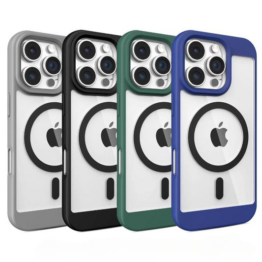 US LITE Shockproof Mag-Safe Transparent Clear Hard Back Cover Case with Soft Edge | Camera Protection & Wireless Charging Support for iPhone Series