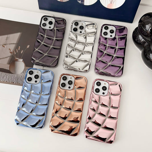 LuxuryKase LK142 Electroplated curved plaid Protective case For iPhone