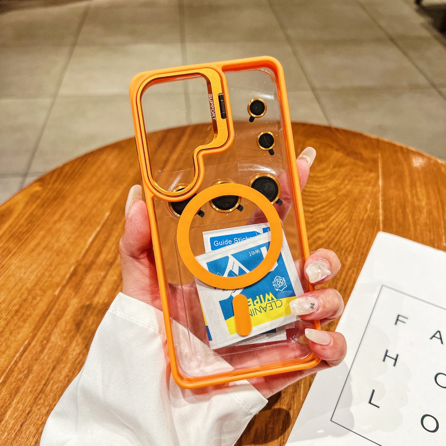 LuxuryKase Mag-Safe Clear Case | Shockproof Transparent Cover with Camera Lens Protection | Metal Ring Stand & Wireless Charging Support For iPhone & Samsung Series