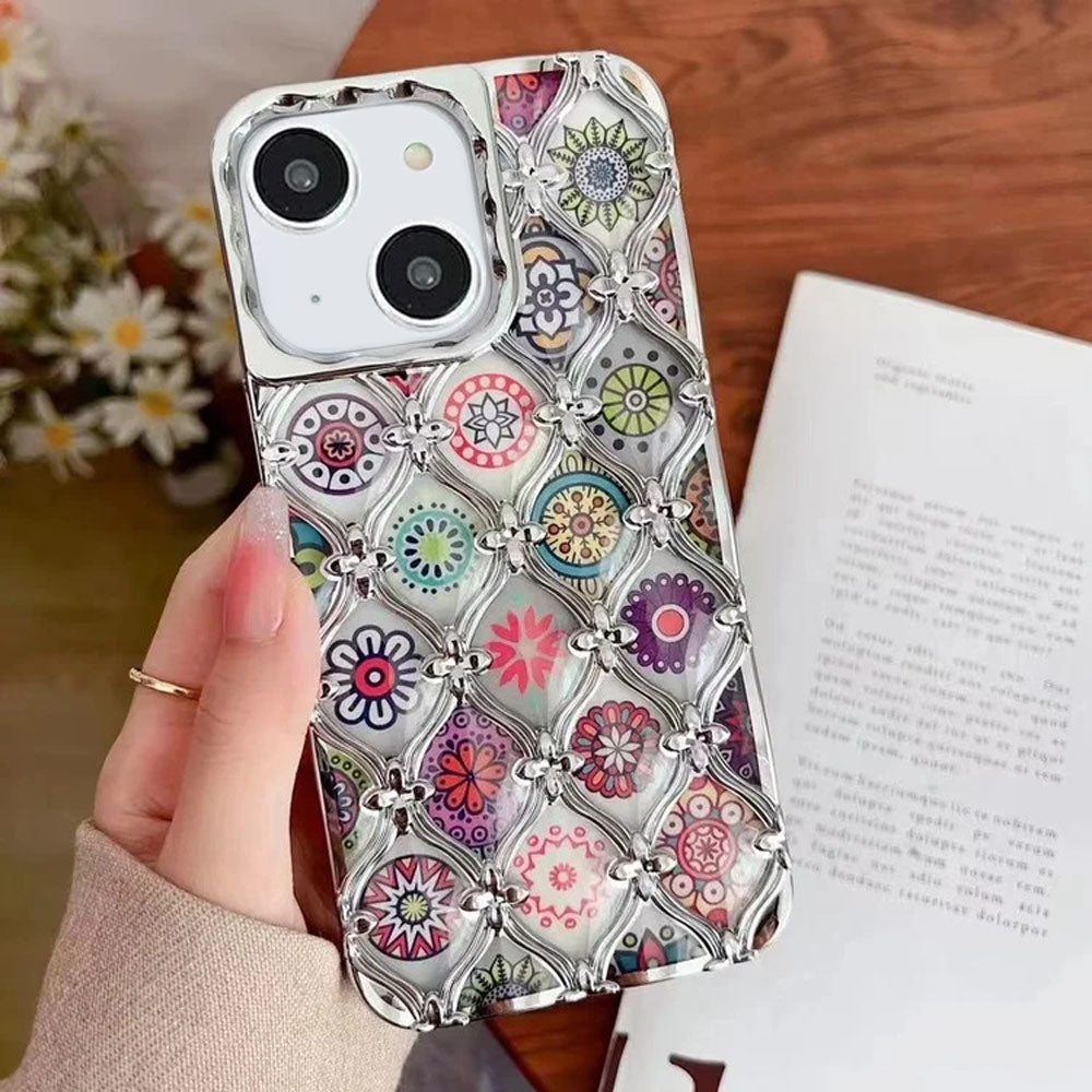 LuxuryKase LK125 Electroplated Shell Star Flower Pattern Case For iPhone