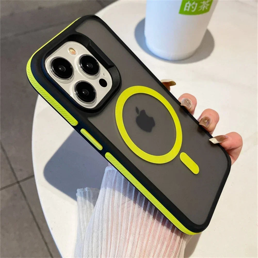 LuxuryKase LK168 Matte Translucent Armor Shockproof Mag-Safe Wireless Charge Case Cover For iPhone