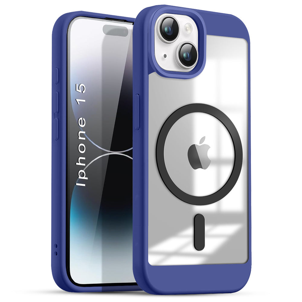 US LITE Shockproof Mag-Safe Transparent Clear Hard Back Cover Case with Soft Edge | Camera Protection & Wireless Charging Support for iPhone Series