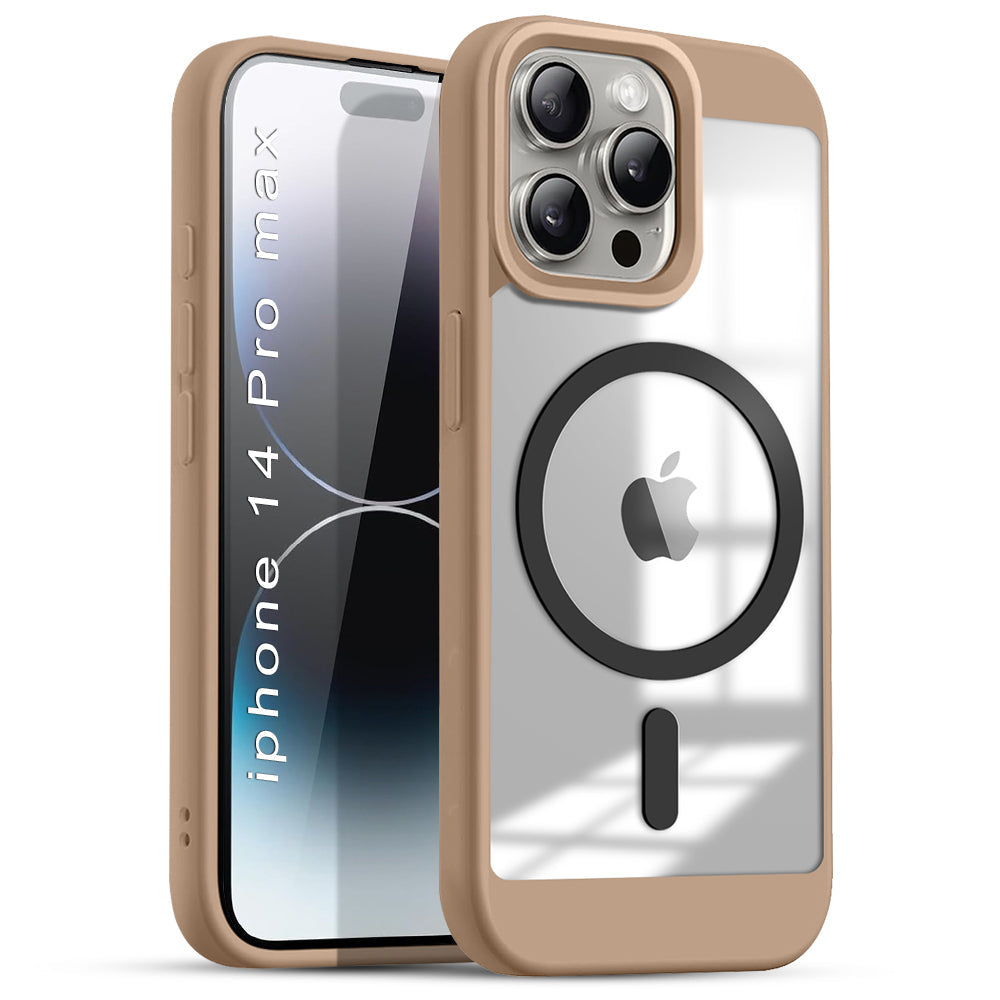 US LITE Shockproof Mag-Safe Transparent Clear Hard Back Cover Case with Soft Edge | Camera Protection & Wireless Charging Support for iPhone Series