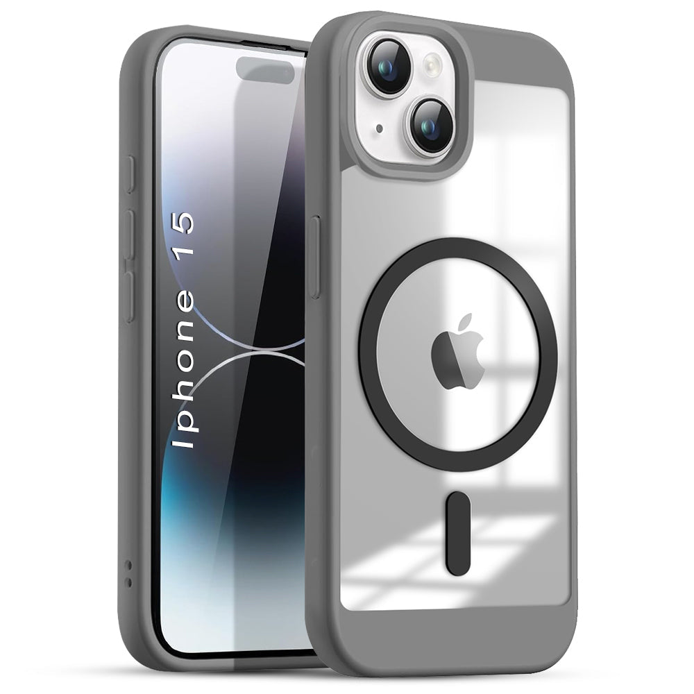 US LITE Shockproof Mag-Safe Transparent Clear Hard Back Cover Case with Soft Edge | Camera Protection & Wireless Charging Support for iPhone Series