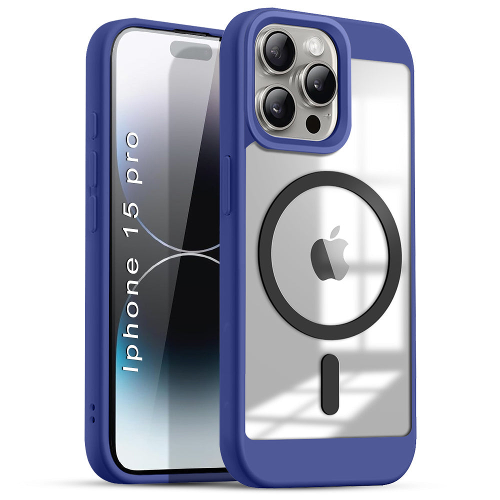US LITE Shockproof Mag-Safe Transparent Clear Hard Back Cover Case with Soft Edge | Camera Protection & Wireless Charging Support for iPhone Series
