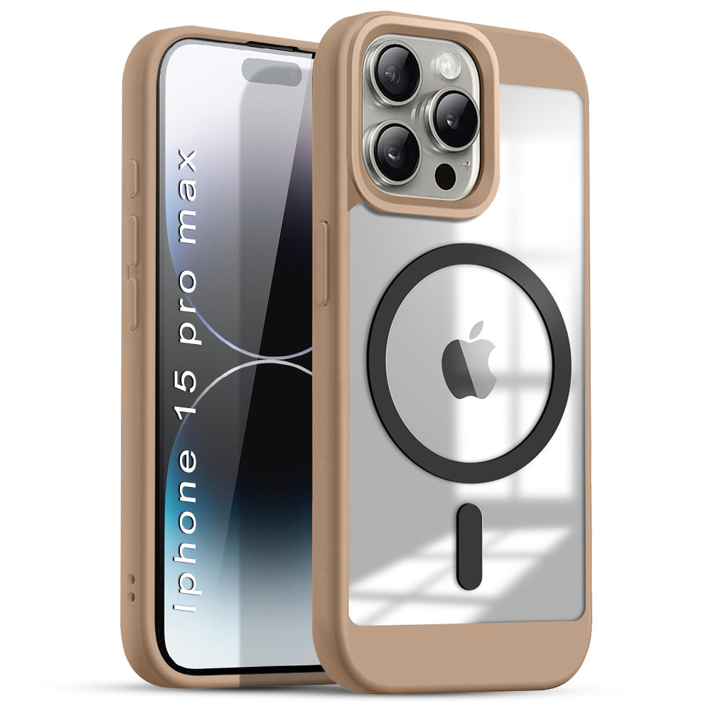 US LITE Shockproof Mag-Safe Transparent Clear Hard Back Cover Case with Soft Edge | Camera Protection & Wireless Charging Support for iPhone Series