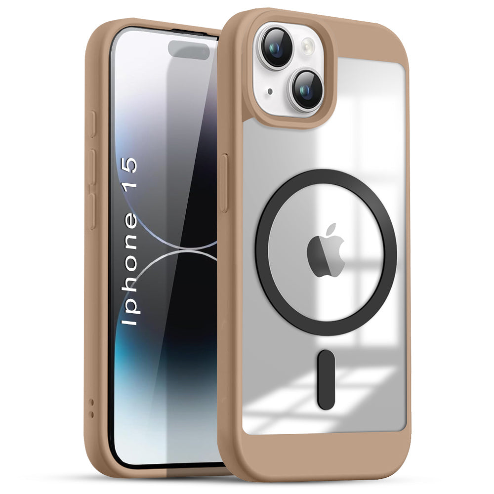 US LITE Shockproof Mag-Safe Transparent Clear Hard Back Cover Case with Soft Edge | Camera Protection & Wireless Charging Support for iPhone Series