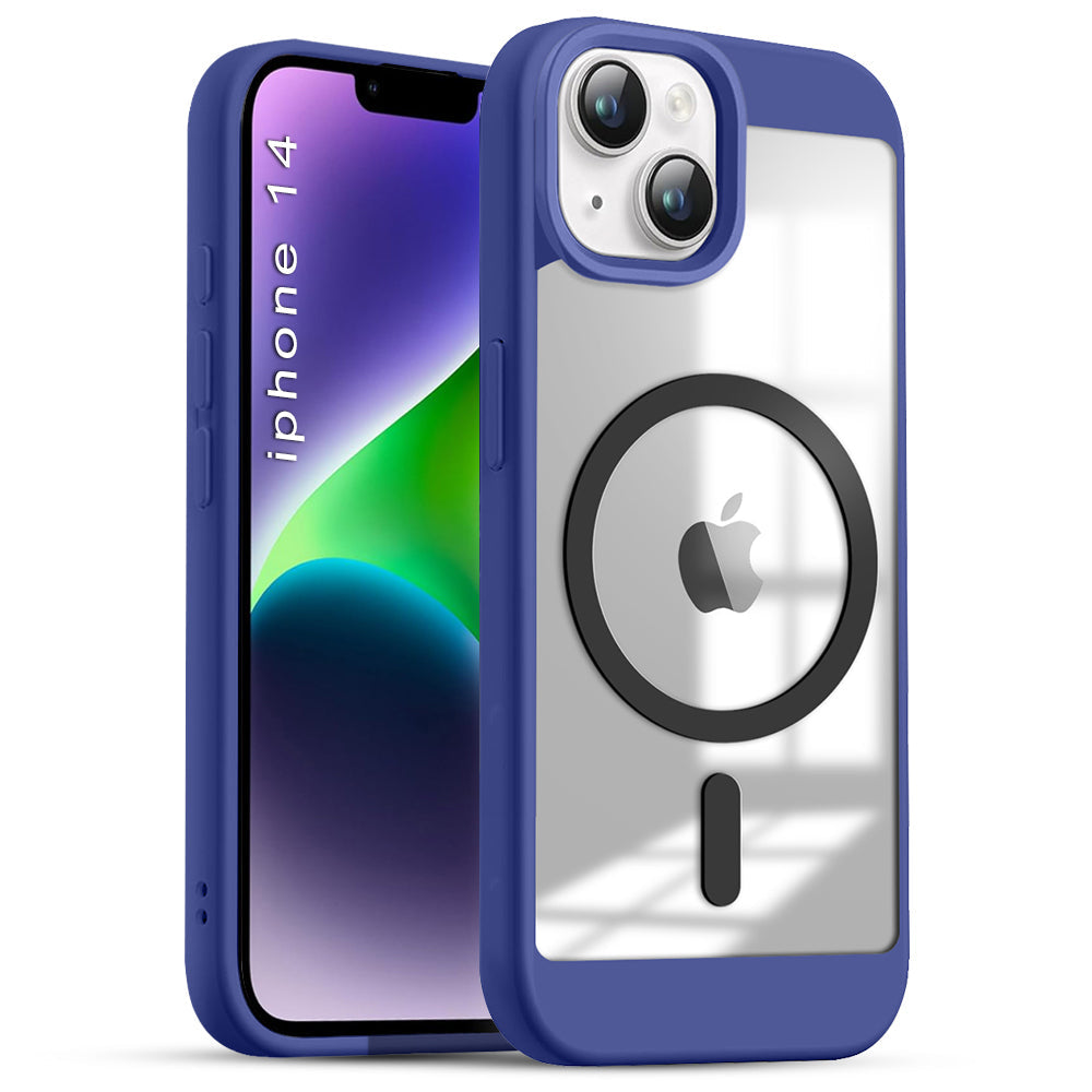 US LITE Shockproof Mag-Safe Transparent Clear Hard Back Cover Case with Soft Edge | Camera Protection & Wireless Charging Support for iPhone Series