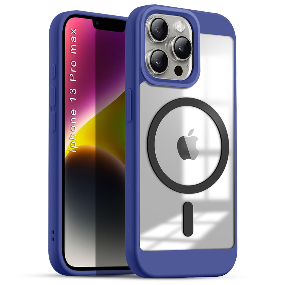 US LITE Shockproof Mag-Safe Transparent Clear Hard Back Cover Case with Soft Edge | Camera Protection & Wireless Charging Support for iPhone Series
