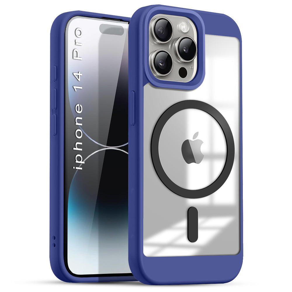 US LITE Shockproof Mag-Safe Transparent Clear Hard Back Cover Case with Soft Edge | Camera Protection & Wireless Charging Support for iPhone Series