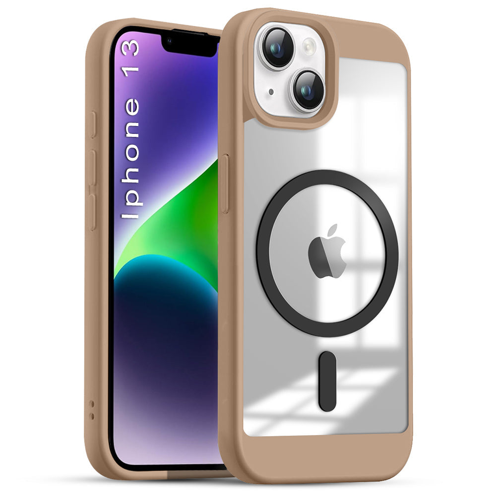 US LITE Shockproof Mag-Safe Transparent Clear Hard Back Cover Case with Soft Edge | Camera Protection & Wireless Charging Support for iPhone Series
