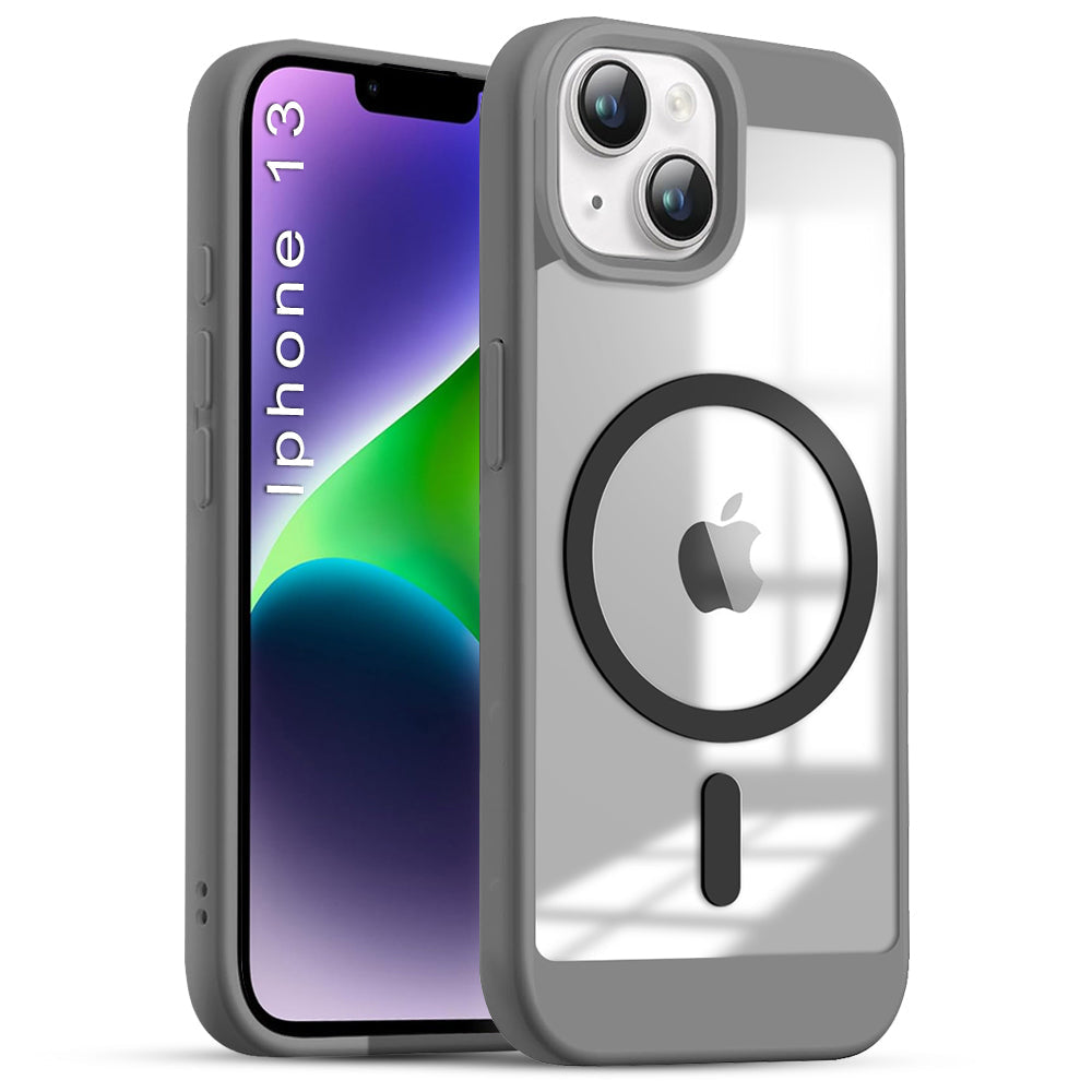 US LITE Shockproof Mag-Safe Transparent Clear Hard Back Cover Case with Soft Edge | Camera Protection & Wireless Charging Support for iPhone Series