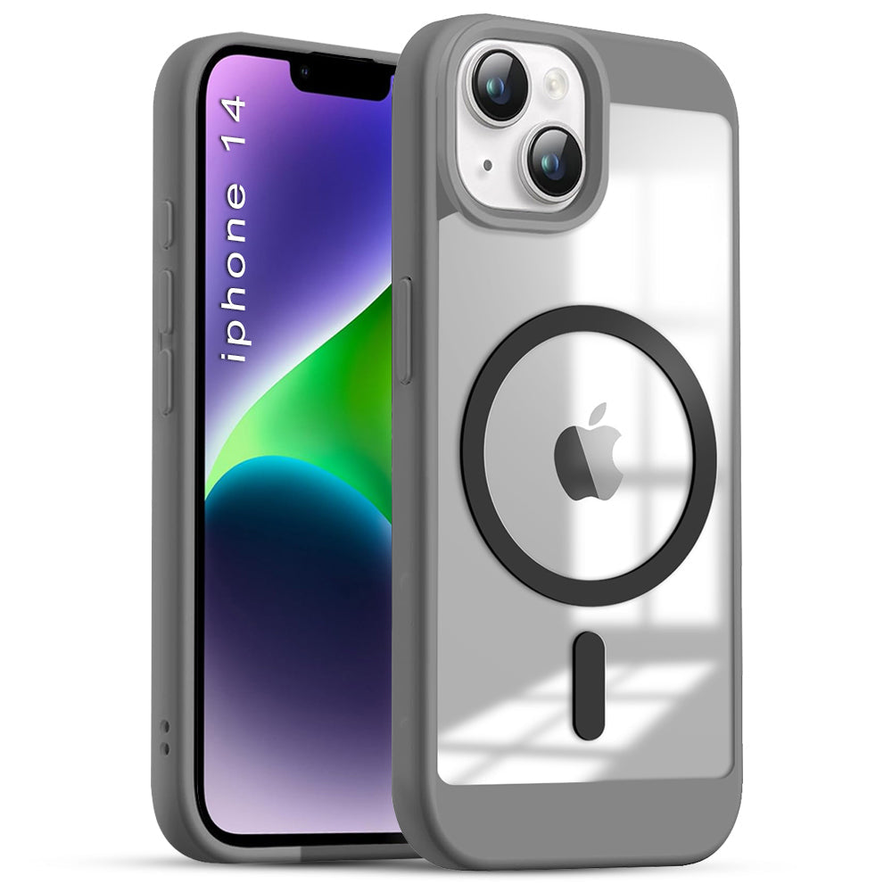 US LITE Shockproof Mag-Safe Transparent Clear Hard Back Cover Case with Soft Edge | Camera Protection & Wireless Charging Support for iPhone Series