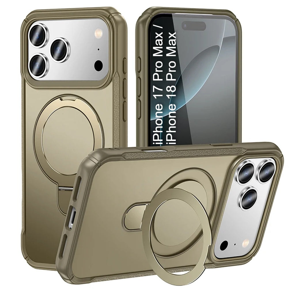 LuxuryKase Shockproof Back Cover with 90° Rotating Ring Kickstand | Mag-Safe Compatible | Rugged Armor Protection Case For iPhone & Samsung Series