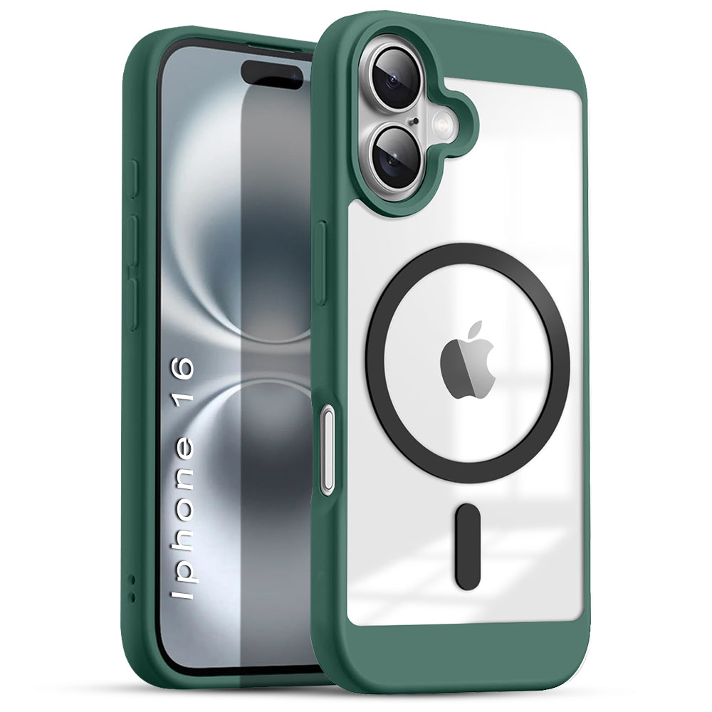 US LITE Shockproof Mag-Safe Transparent Clear Hard Back Cover Case with Soft Edge | Camera Protection & Wireless Charging Support for iPhone Series