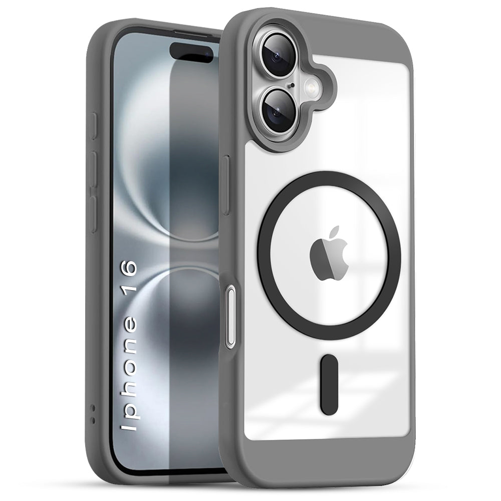 US LITE Shockproof Mag-Safe Transparent Clear Hard Back Cover Case with Soft Edge | Camera Protection & Wireless Charging Support for iPhone Series