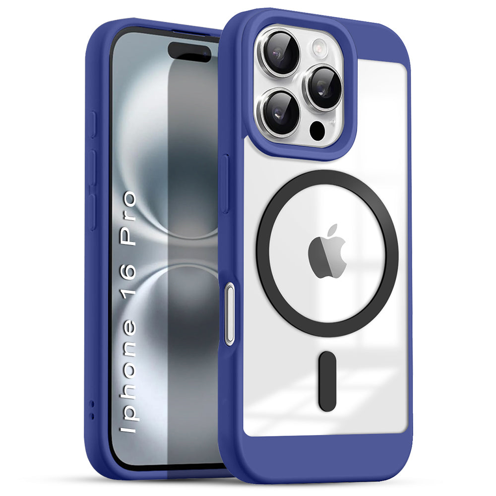 US LITE Shockproof Mag-Safe Transparent Clear Hard Back Cover Case with Soft Edge | Camera Protection & Wireless Charging Support for iPhone Series