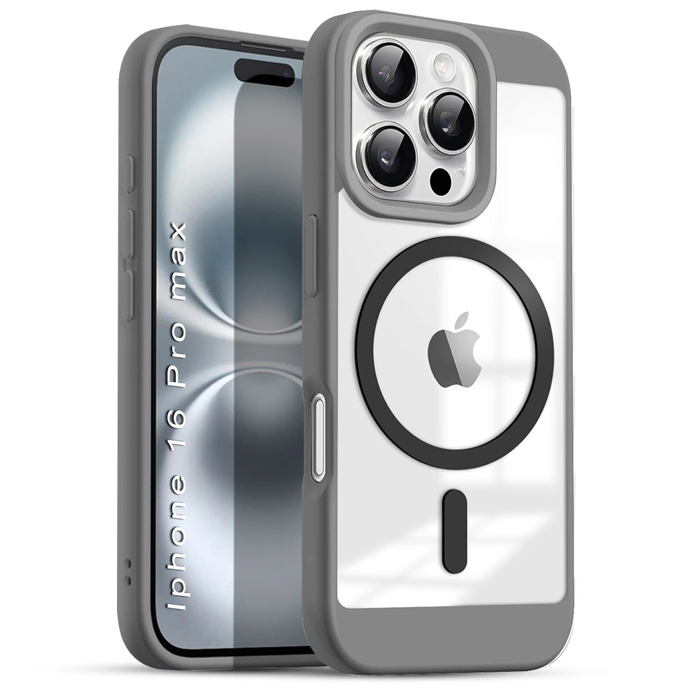 US LITE Shockproof Mag-Safe Transparent Clear Hard Back Cover Case with Soft Edge | Camera Protection & Wireless Charging Support for iPhone Series