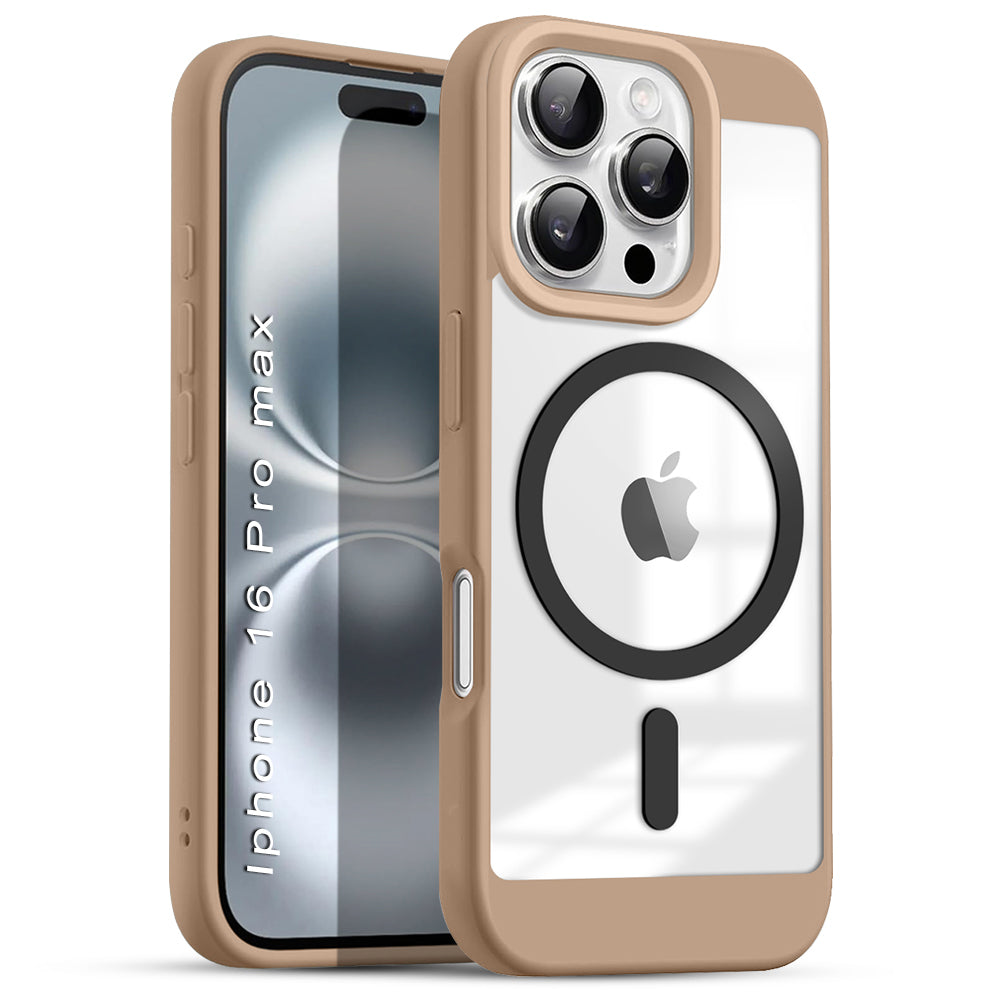 US LITE Shockproof Mag-Safe Transparent Clear Hard Back Cover Case with Soft Edge | Camera Protection & Wireless Charging Support for iPhone Series