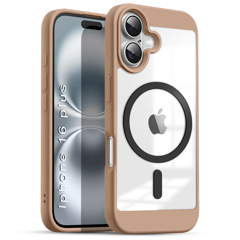 US LITE Shockproof Mag-Safe Transparent Clear Hard Back Cover Case with Soft Edge | Camera Protection & Wireless Charging Support for iPhone Series