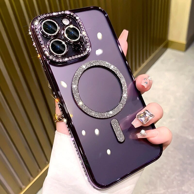 LuxuryKase LK082 Glitter Diamond Wireless Charging Magnetic Mag-safe Case for iPhone