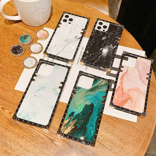 Us Lite Marble Texture Square Case For Iphone