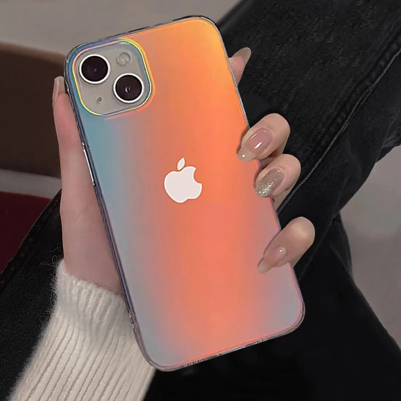 LuxuryKase Matte Laser Gradient Clear Phone Case For iPhone
