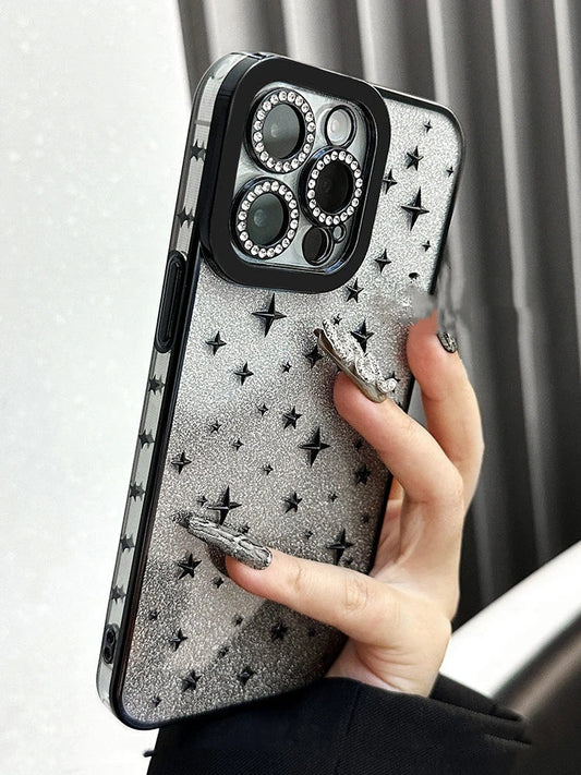 LuxuryKase LK097 Gradient Stars Glitter Transparent Case Cover For iPhone 11 12 13 14 15 Plus Pro Max